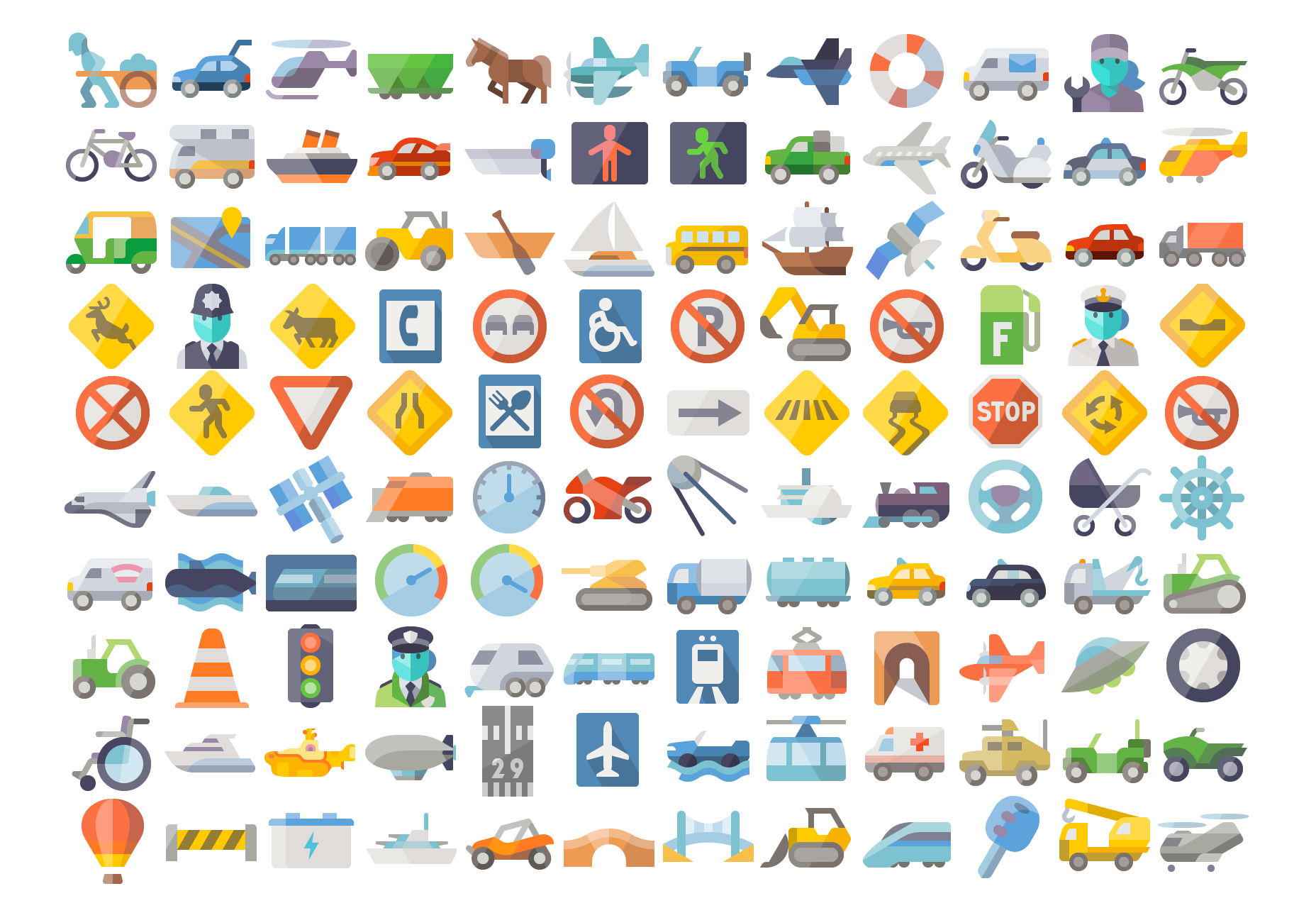 Neat Flat Transportation Vector Icons