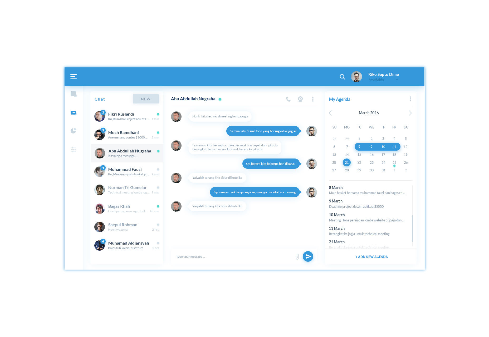 Chat Dashboard PSD Layout