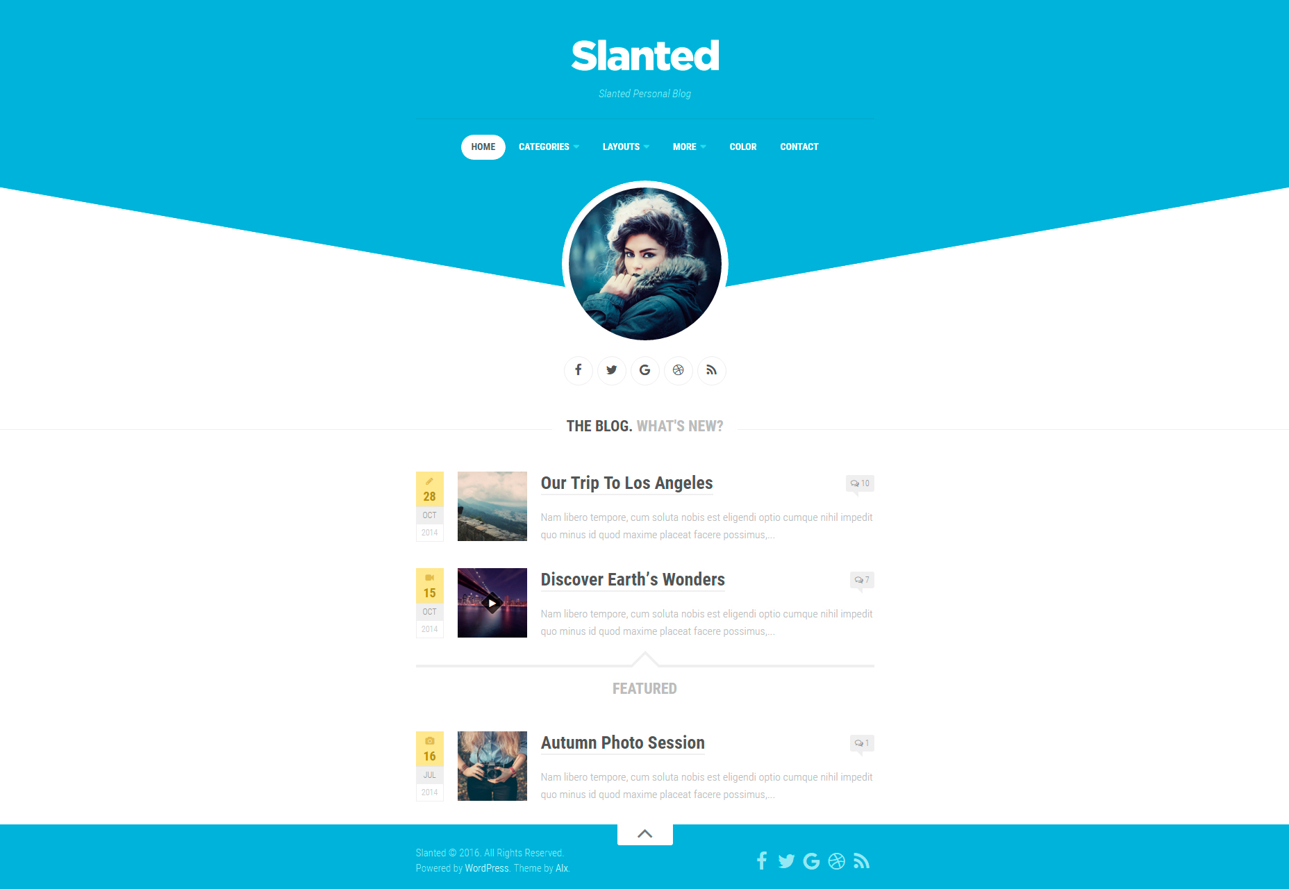 Slanted: Modern Clean Blogging WordPress Theme