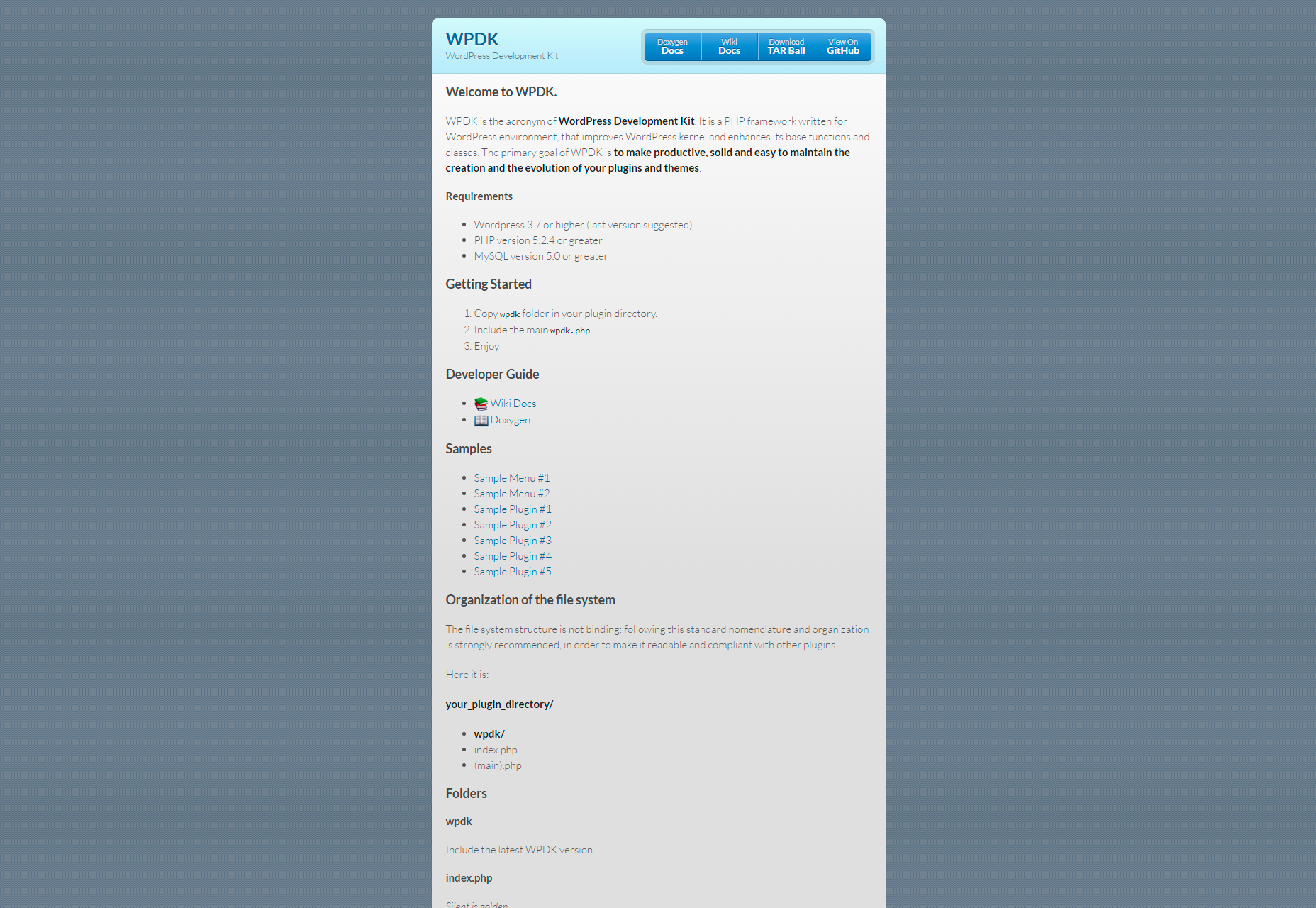 WPDK: WordPress Development Kit