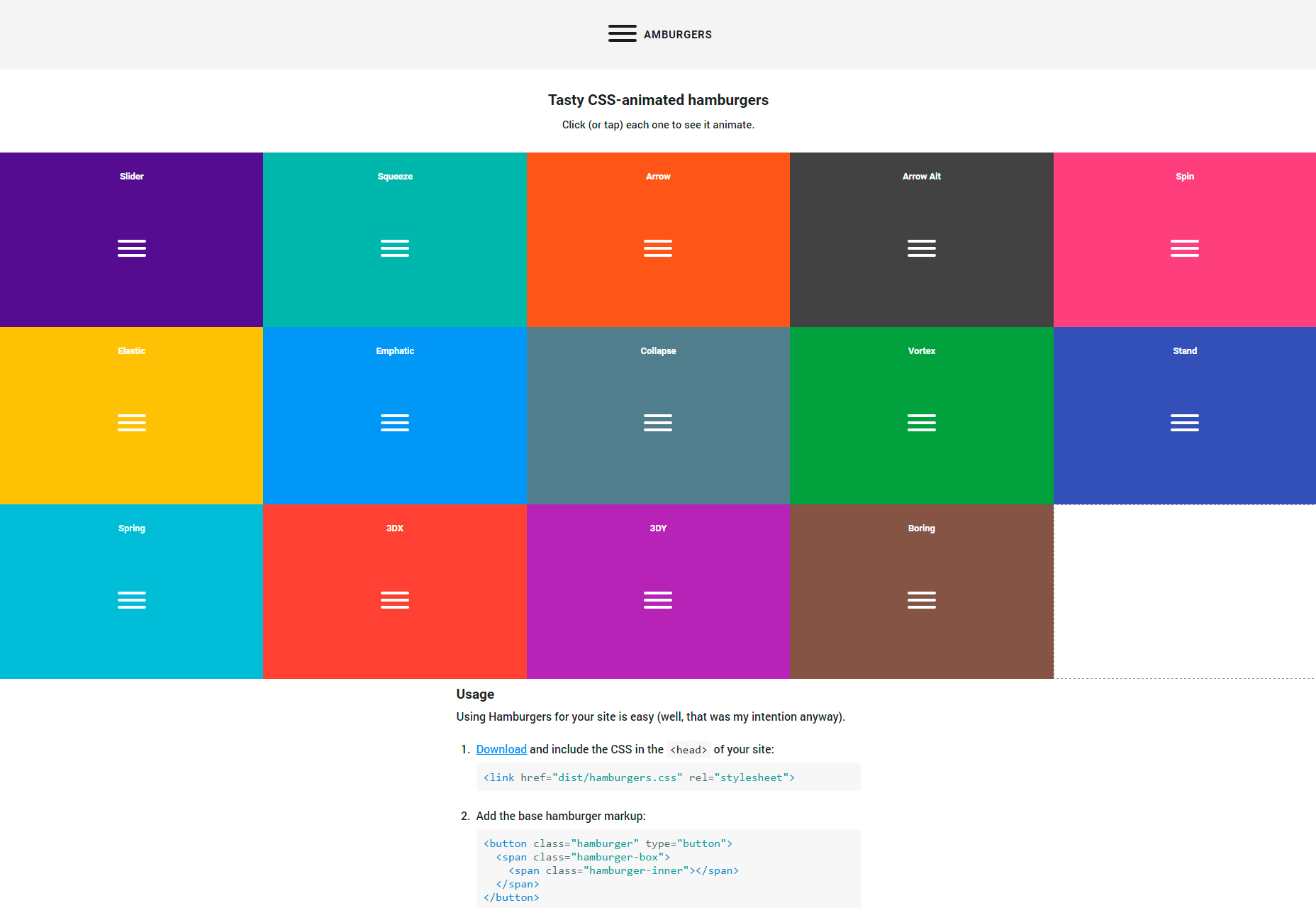 Hamburgers: Transformable CSS Buttons