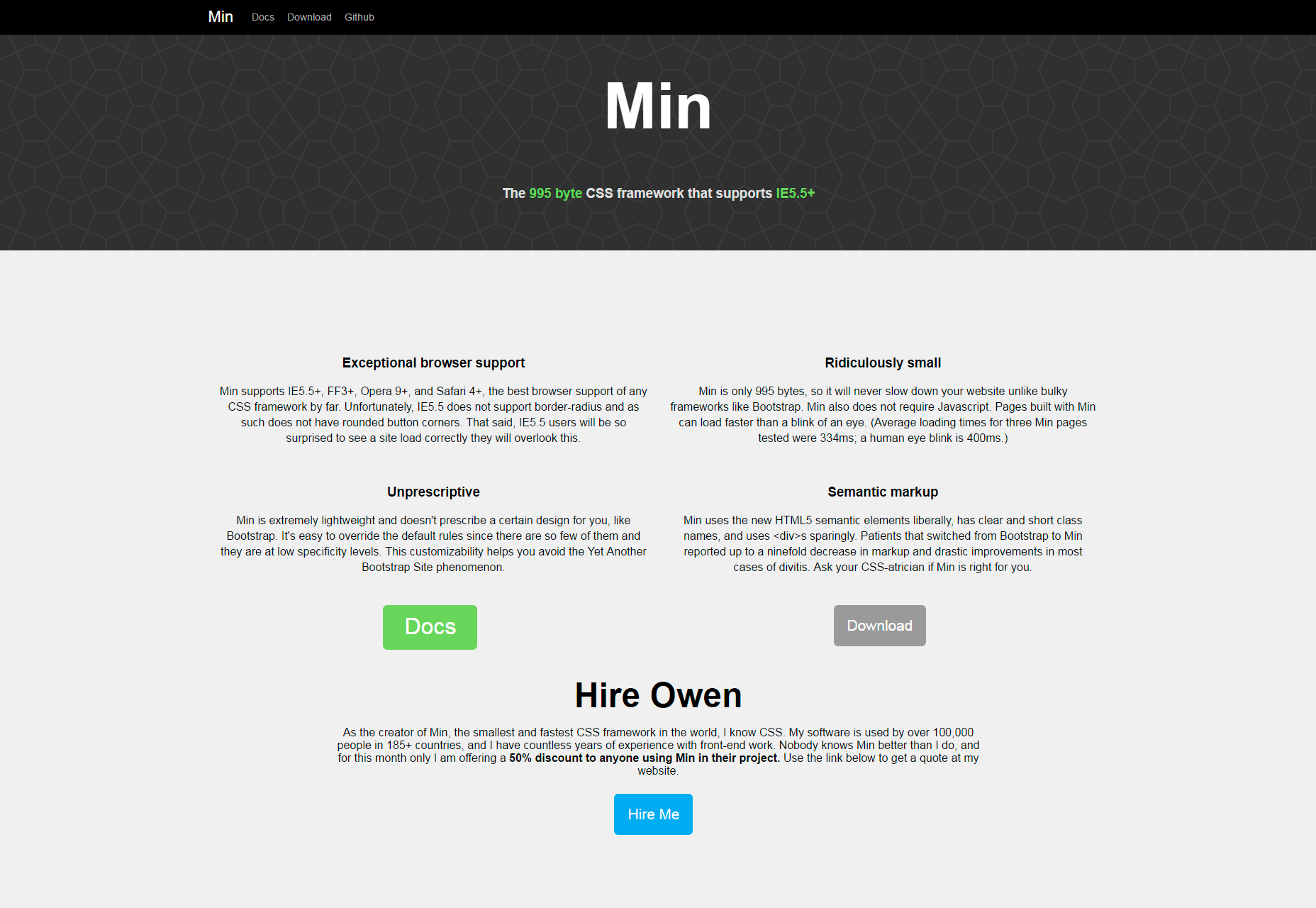 Min: Lightweight CSS Framework for IE5.5