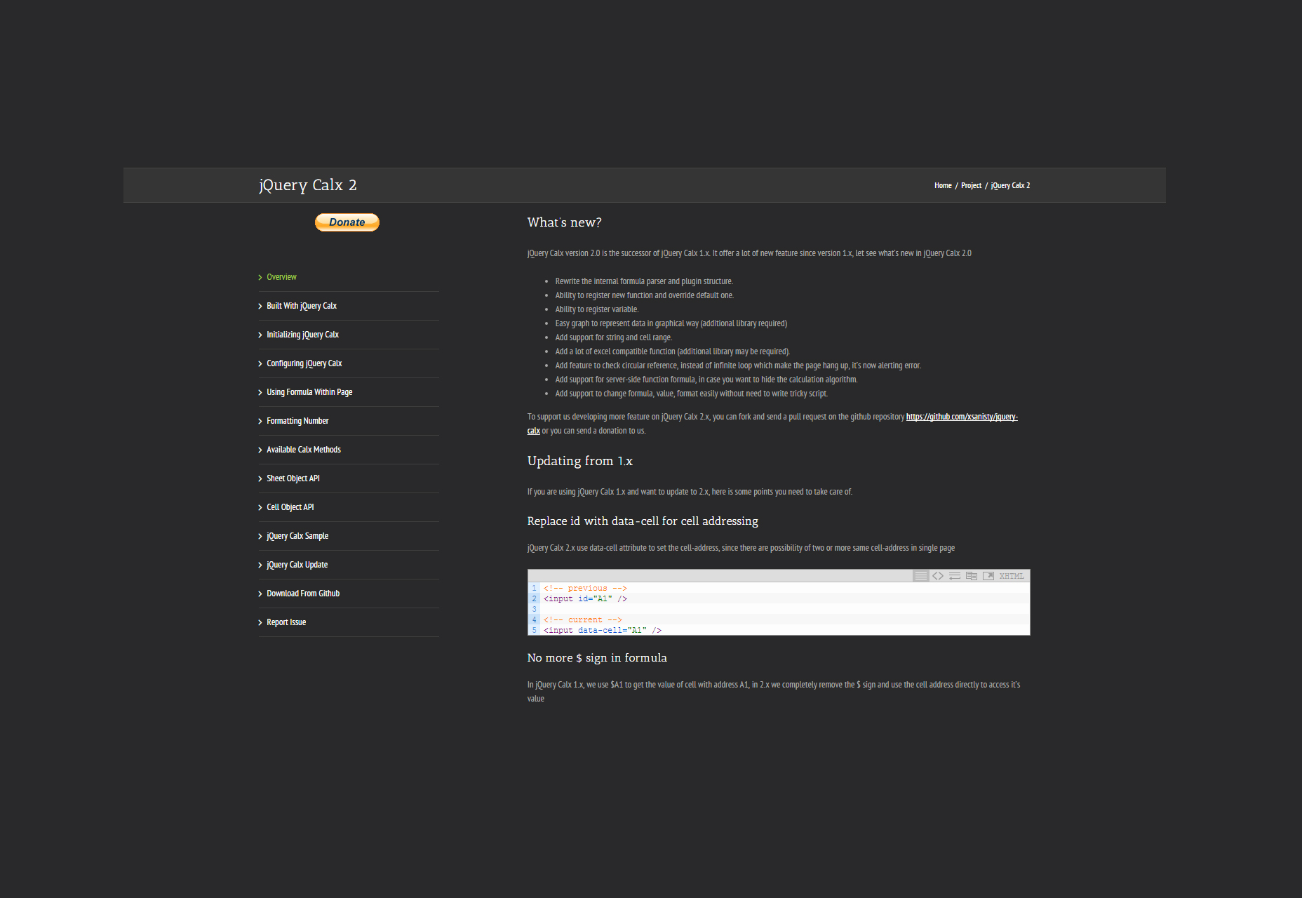 JQuery Calx: a Formula-based Calculation JQuery Plugin