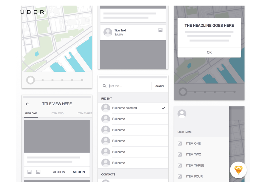 Uber iOS Wireframe Kit