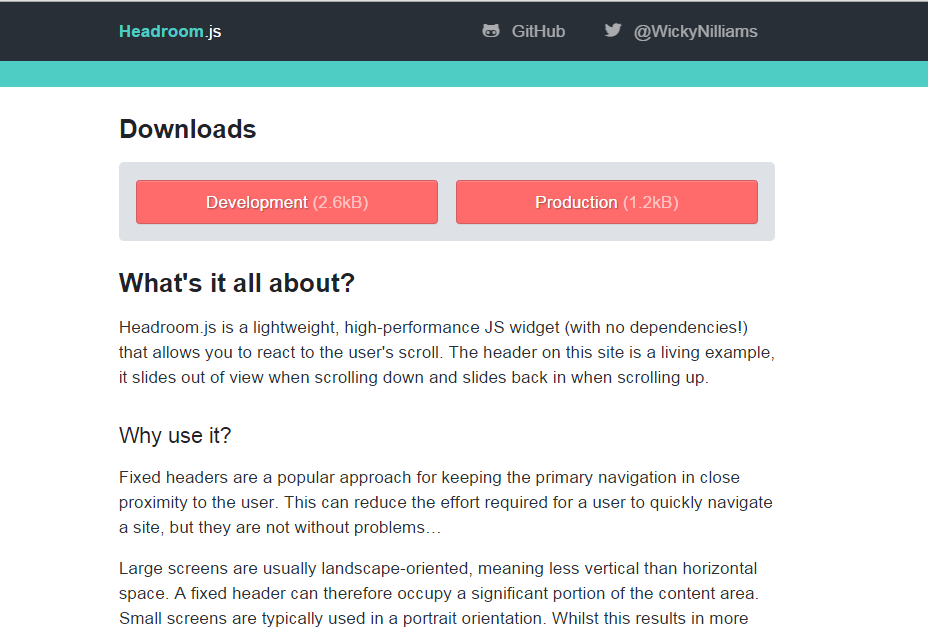 Headroom.js: Hide Your Header on Scroll