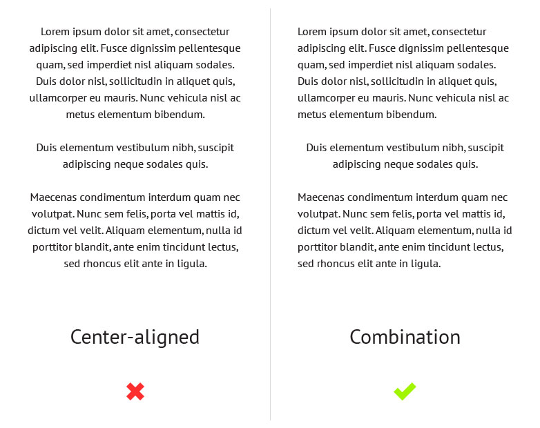 centered text